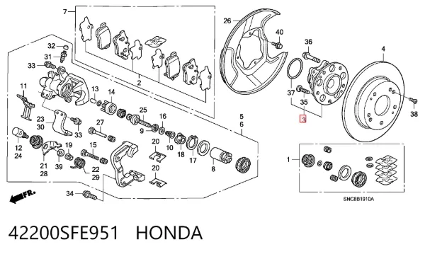 Задня маточина 42200SFE951 Honda