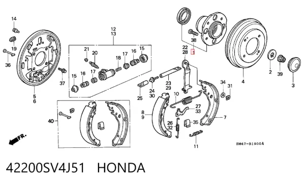 Задня маточина 42200SV4J51 Honda