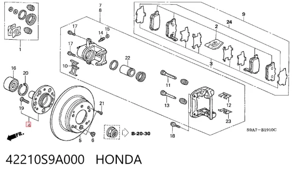 Задня маточина 42210S9A000 Honda