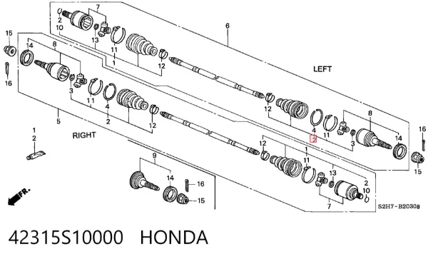 Пильник ШРКШа зовнішній, задньої піввісі 42315S10000 Honda