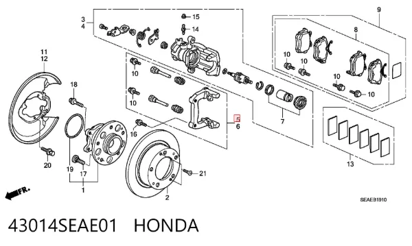 Скоба супорту заднього 43014SEAE01 Honda