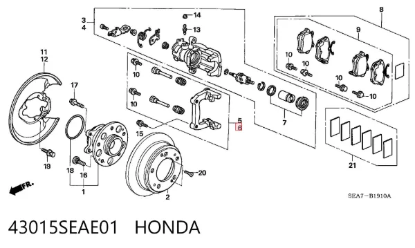 Скоба супорту заднього 43015SEAE01 Honda
