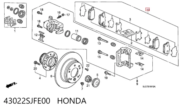 Задні гальмівні колодки 43022SJFE00 Honda