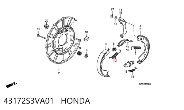 Пружина притискна задніх барабанних колодок 43172S3VA01 Honda