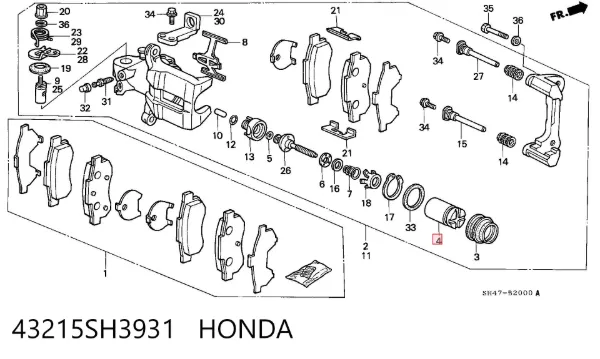 Поршень супорту гальмівного, заднього 43215SH3931 Honda