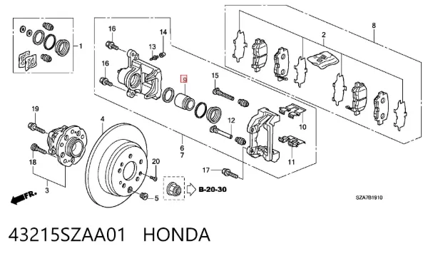Поршень супорту гальмівного, заднього 43215SZAA01 Honda