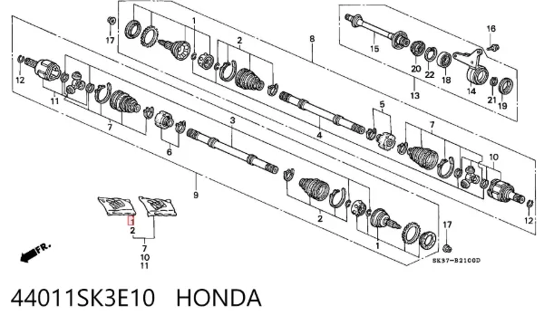 ШРУС зовнішній передній 44011SK3E10 Honda