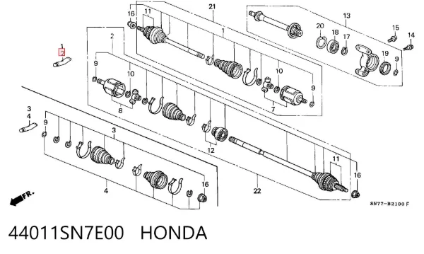 Ліва піввісь 44011SN7E00 Honda