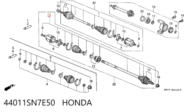 Ліва піввісь Honda Accord V