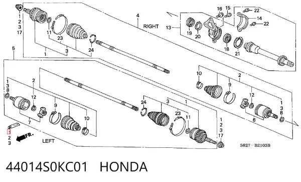 ШРУС зовнішній передній 44014S0KC01 Honda