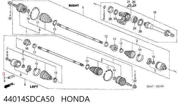 ШРУС зовнішній передній 44014SDCA50 Honda