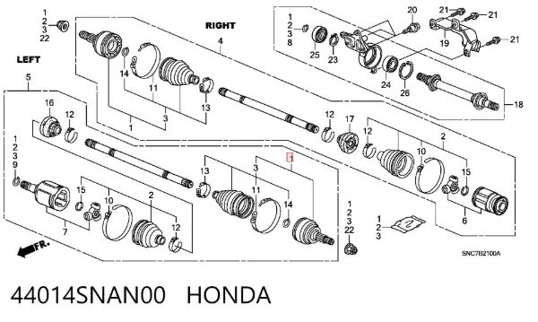 ШРУС зовнішній передній 44014SNAN00 Honda