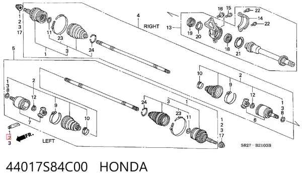 Пильник ШРУСа внутрішній 44017S84C00 Honda