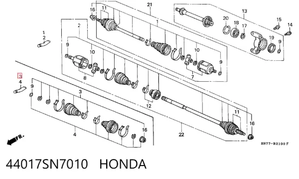 Пильник ШРУСа внутрішній 44017SN7010 Honda
