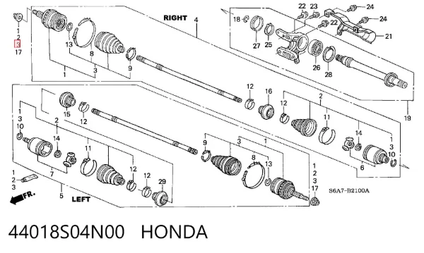 Пильник ШРУСа зовнішній 44018S04N00 Honda