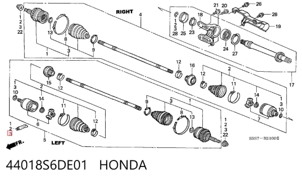 Пильник ШРУСа зовнішній 44018S6DE01 Honda
