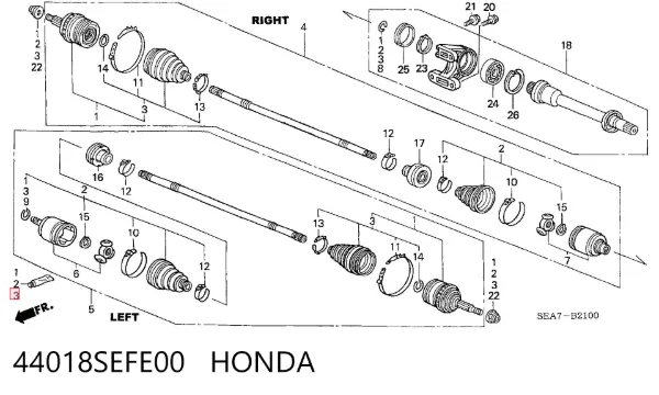 Пильник ШРУСа зовнішній 44018SEFE00 Honda