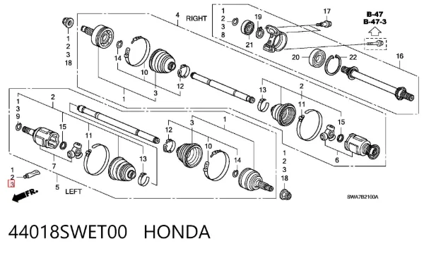 Пильник ШРУСа зовнішній 44018SWET00 Honda