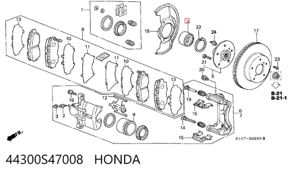Підшипник ступиці 44300S47008 Honda