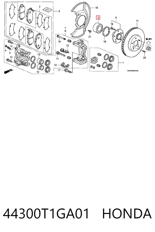 Підшипник задньої ступиці 44300T1GA01 Honda