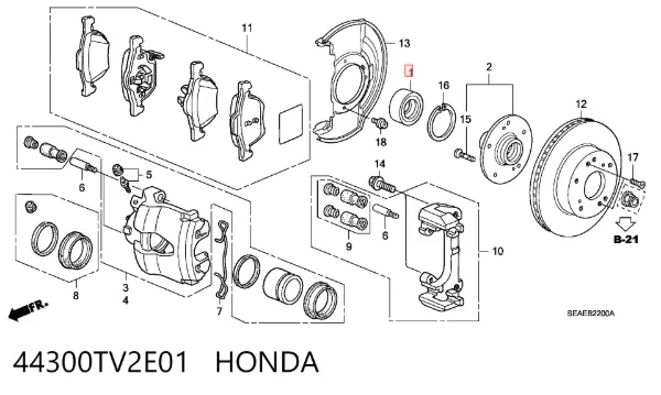 Підшипник ступиці 44300TV2E01 Honda