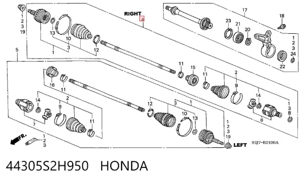 Піввісь права 44305S2H950 Honda