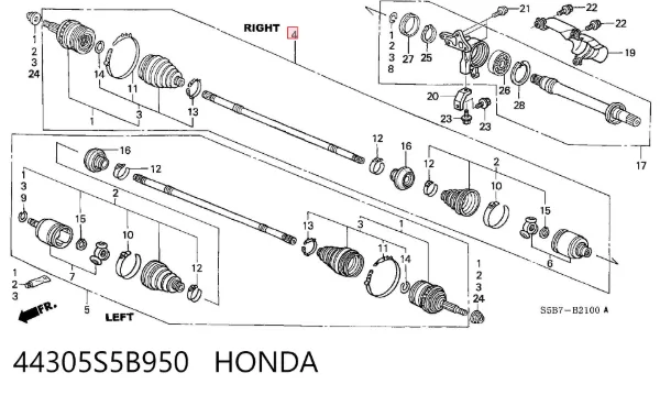 Піввісь права 44305S5B950 Honda