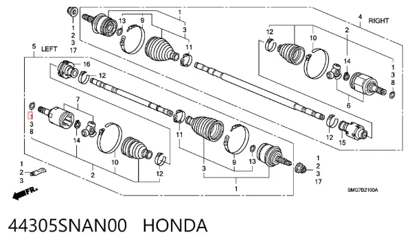 ШРУС зовнішній передній 44305SNAN00 Honda