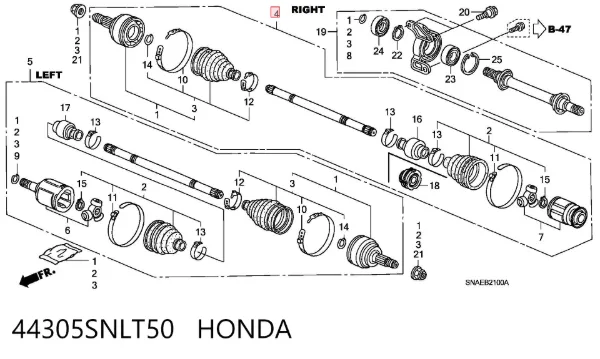 Піввісь права 44305SNLT50 Honda