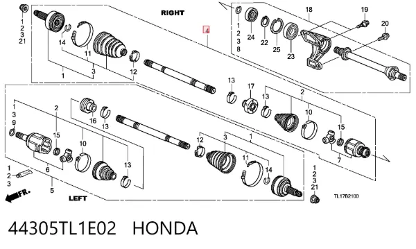 Піввісь права 44305TL1E02 Honda