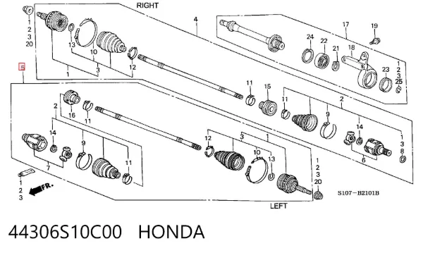 Ліва піввісь 44306S10C00 Honda