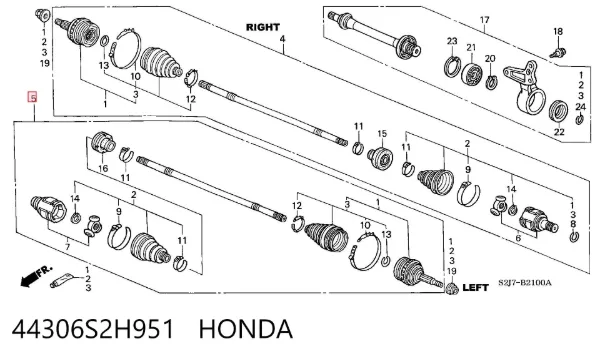 Ліва піввісь 44306S2H951 Honda