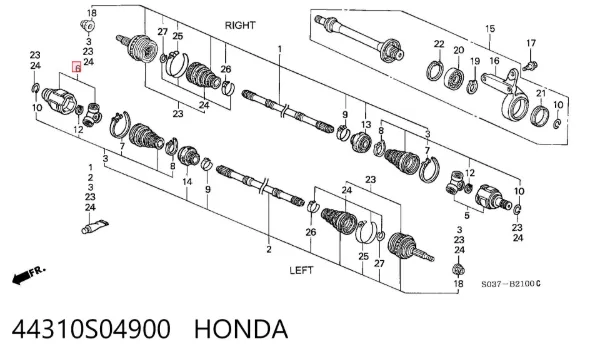 ШРКШ внутрішній, передній, лівий 44310S04900 Honda