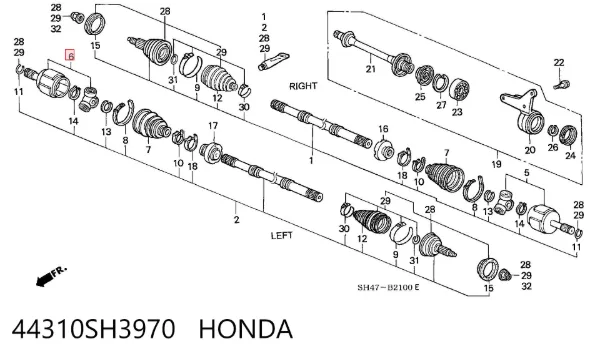 ШРКШ внутрішній, передній, лівий 44310SH3970 Honda