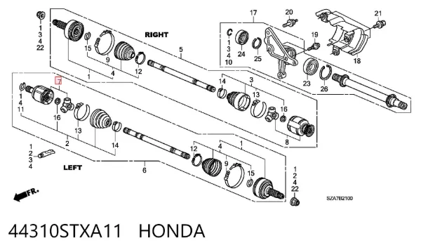 ШРКШ внутрішній, передній, лівий 44310STXA11 Honda