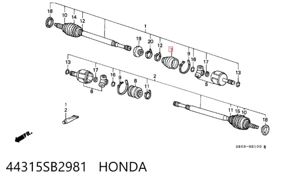 Пильник ШРУСа внутрішній 44315SB2981 Honda