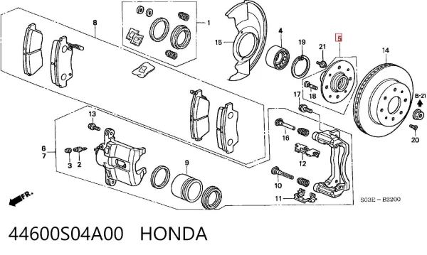 Передня маточина 44600S04A00 Honda