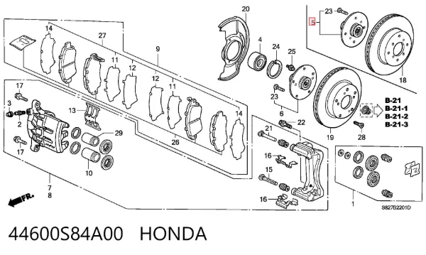 Передня маточина 44600S84A00 Honda