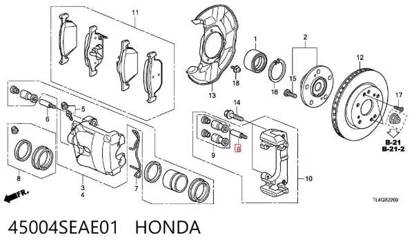 Направляюча супорту переднього 45004SEAE01 Honda