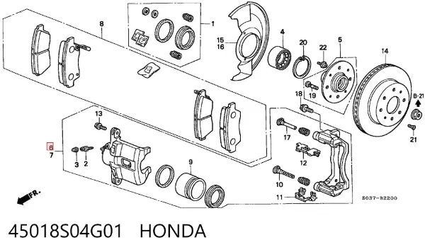 Супорт задній правий 45018S04G01 Honda