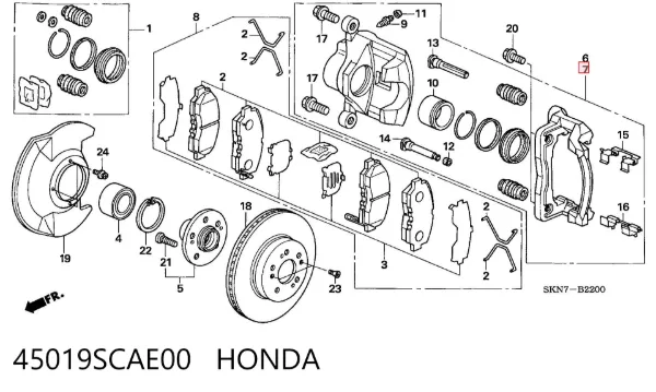 Супорт гальмівний передній лівий 45019SCAE00 Honda