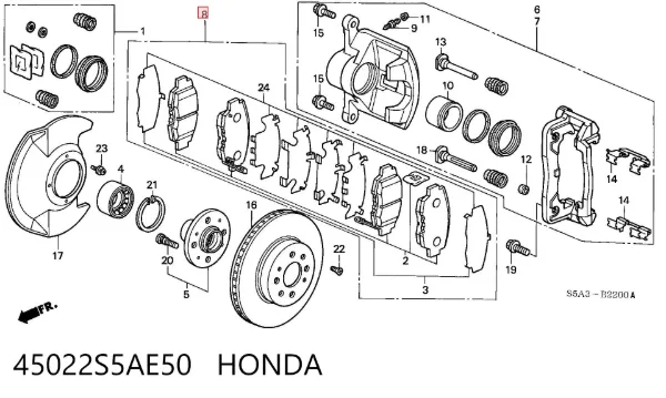 Передні тормозні колодки 45022S5AE50 Honda