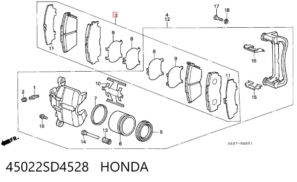 Передні тормозні колодки 45022SD4528 Honda