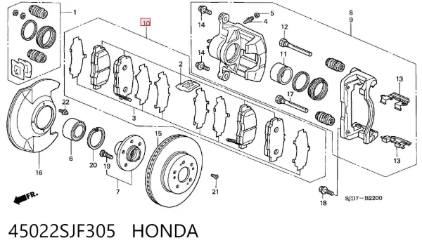 Передні тормозні колодки 45022SJF305 Honda