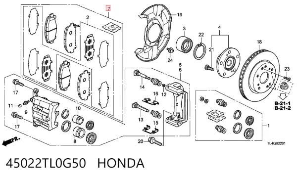 Передні тормозні колодки 45022TL0G50 Honda