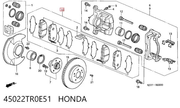 Передні тормозні колодки 45022TR0E51 Honda