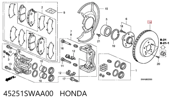 Гальмівні диски передні 45251SWAA00 Honda