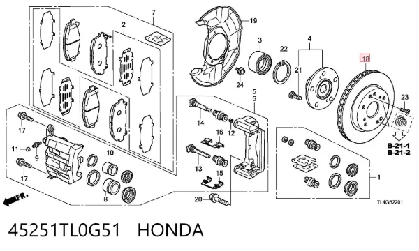 Гальмівні диски передні 45251TL0G51 Honda