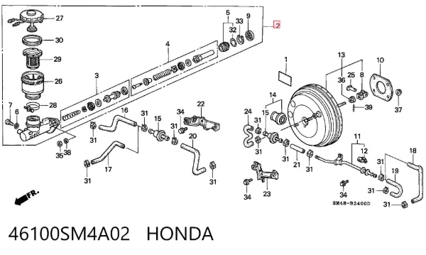 Головний гальмівний циліндр 46100SM4A02 Honda