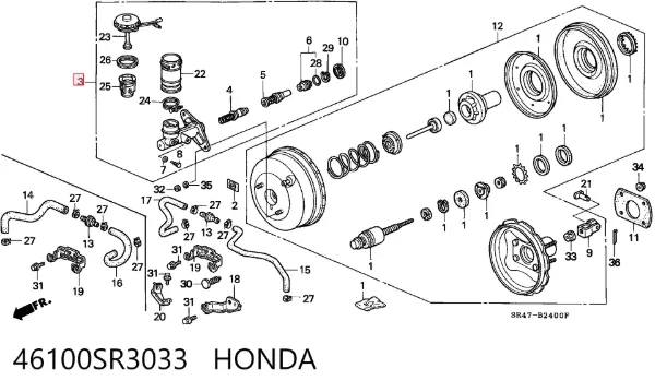 Головний гальмівний циліндр 46100SR3033 Honda